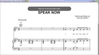 Speak Now by Taylor Swift - Piano Sheet Music:Teaser