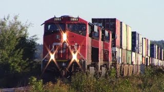 Very Long CN Stack Train 120 w/DPU at Dorchester, NB (Sept 24, 2016)