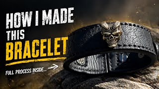 Full Process of Making a Brutal Leather Bracelet. Cinematik. ASMR. Leathercraft.