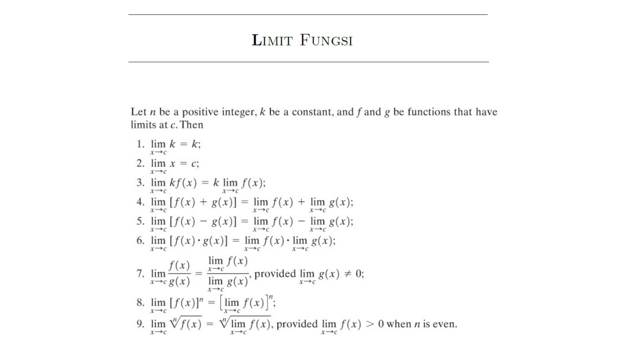Limit fungsi  (Limit sepihak, limit trigonometri, limit tak hingga)