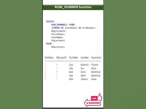 ROW Number function in SQL #shorts #sql - YouTube