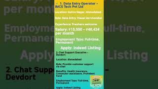 1. Data Entry Operator -IMCS Tech Pvt Ltd #gk #governmentscheme #bpohiring