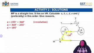 MATHEMATICS GRADE 9 : ANGLES FORMED BY PARALLEL LINES CUT BY A TRANSVERSAL.
