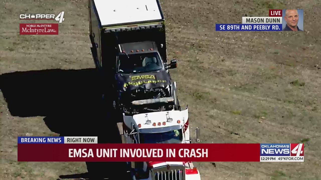 Emergency crews respond to ambulance accident in SE OKC - YouTube