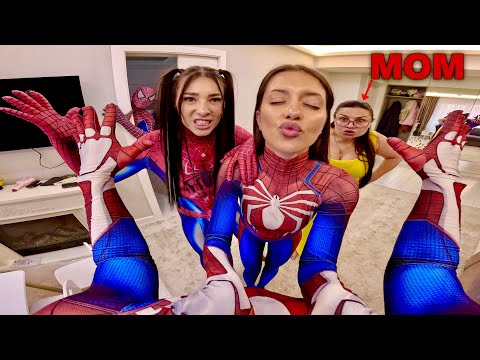 SPIDER-MAN CAN'T GET RID OF THE NEIGHBOR GIRLS IN LOVE AND HER MOM!(Spider-Man in Real Life Story)