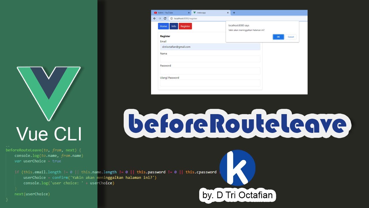 Pengenalan beforeRouteLeave pada Vue CLI - YouTube