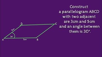 How to construct a parallelogram with two sides 3cm 5cm and an angle between them 30°.shsirclasses.