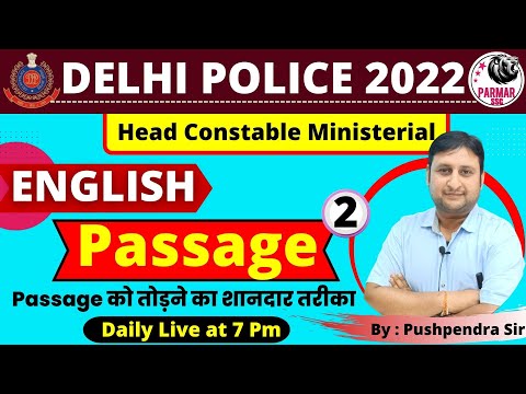 English for Delhi Police Head Constable | Passage -2  | Tricks to crack Passage |   Parmar SSC