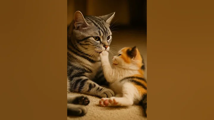 Video 11150661: american shorthair cat kitten, tiny american shorthair kitten, cat little kitten, kitten big cat, kitten gently