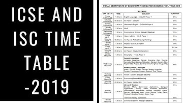 Time table of ICSE AND ISC 2019 ||  NEW time table ICSE- 2019