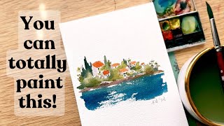 8 minute loose watercolor landscape- inspired by Croatia