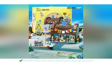 Spongebob building block cartoon Krusty Krab creative restaurant scene model Patrick Star assembly t