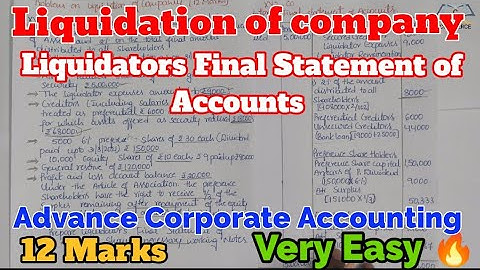 Calculation of Liquidators Final Statement of Accounts,  Advance Corporate Accounting BCOM