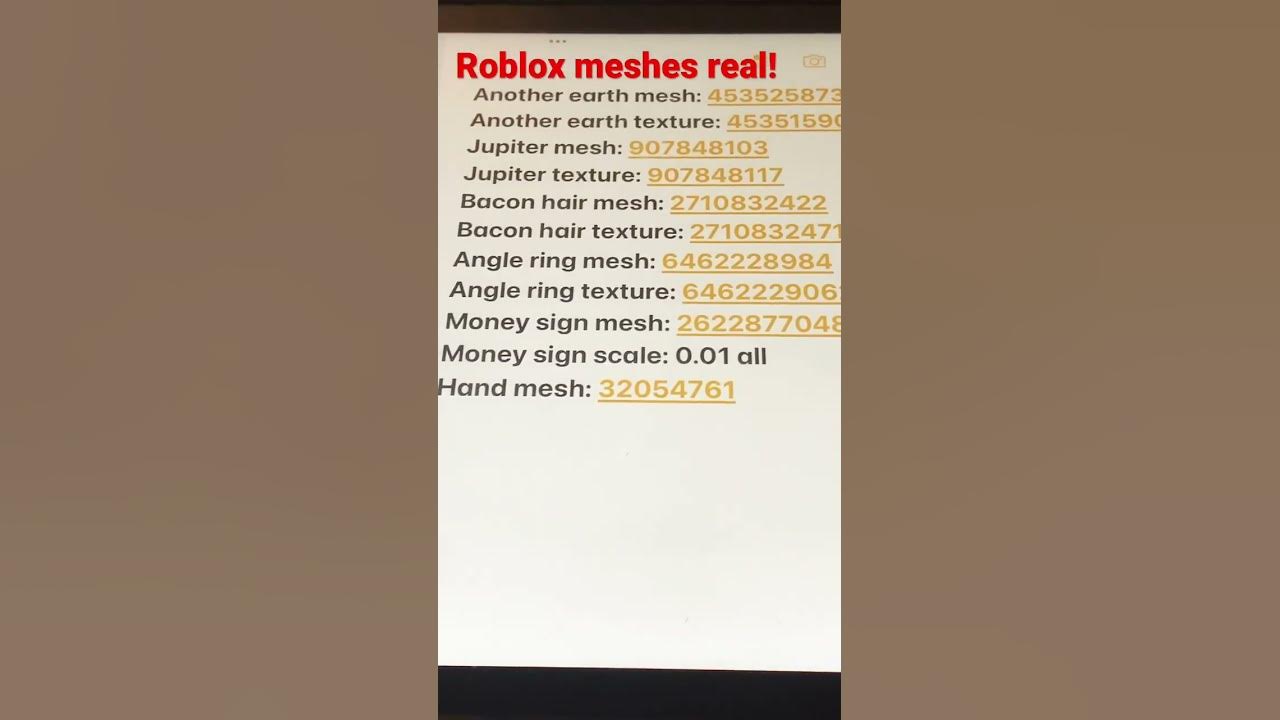 Mesh codes for roblox f3x(real!) - YouTube