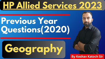 HP Allied Previous Year questions | Paper 2020 | Geography | HP Allied 2023 | HP Studies | HPPSC
