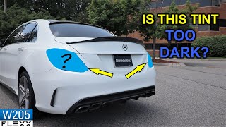 A different style of tinted tail lights on the 2016 Mercedes W205 C300