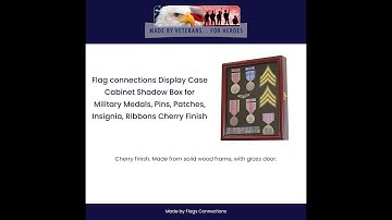 Display Case Cabinet Shadow Box for Military Medals, Pins, Patches, Insignia, Ribbon Cherry Finish