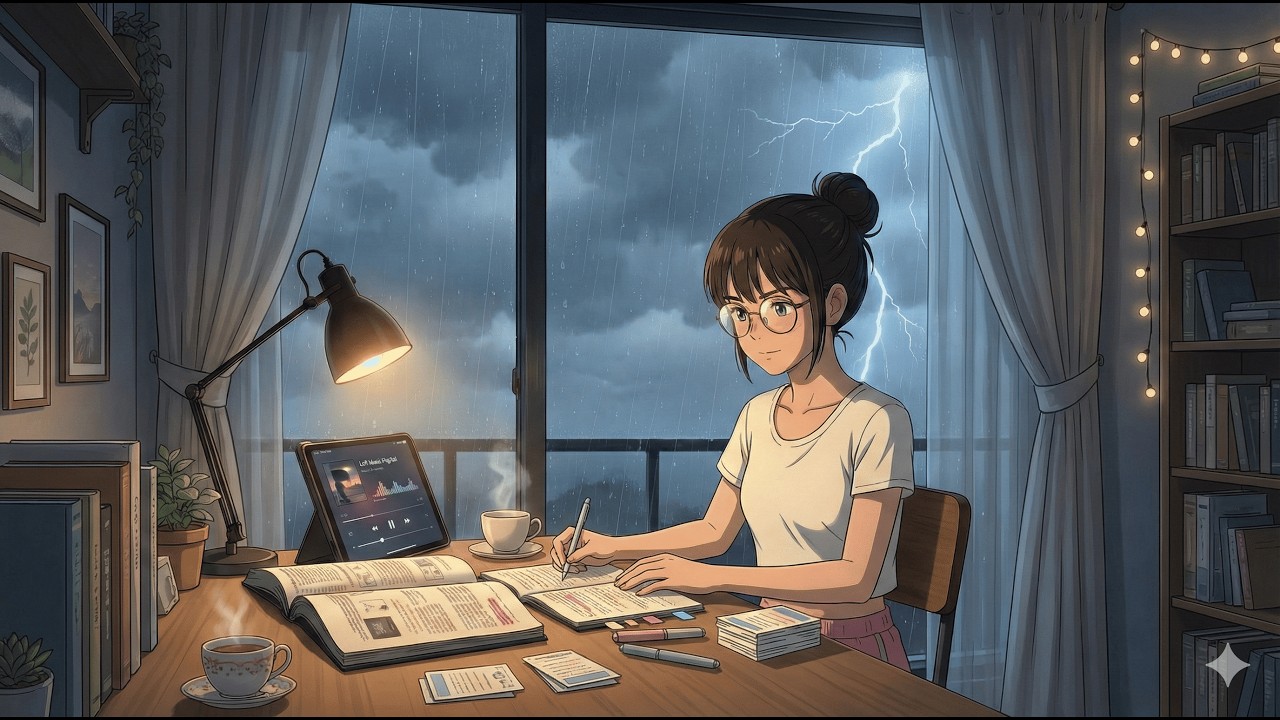 Rainy Day Study Session 🌧️ |  Alone Cozy Anime Study Vlog | Relaxing LoFi Aesthetic❤