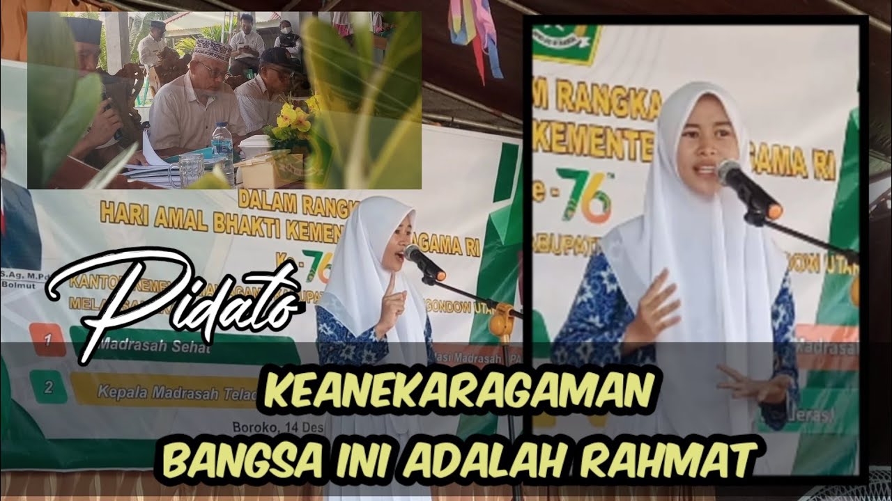 Pidato Moderasi beragama | (MTs.N 1 Bolmut) | Mutia Lasama - YouTube