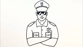 Easy Police Drawing - How to draw a Policeman easy step by step