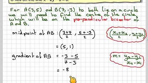 Finding the line of the centre of a circle passing through two points