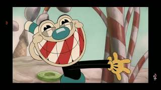 Cuphead and Mugman and candyland eating sweets