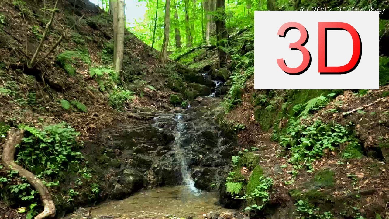 watershed 3D Nature: One Hour Waterfall Relaxation #4 and Bird Songs