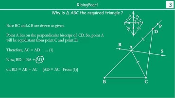 2nd method - Constructing a triangle given base, a base angle and sum of other sides