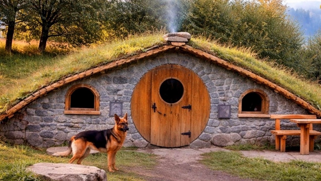 Primitive Solo Survival | Waking Up in a STONE Shelter in the Beautiful Forest