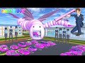 Polisi Yuta Membakar Cacing Alaska Raksasa Yg Memakan Mobil Helikopter Pink 🚗🚁 | Sakura Simulator