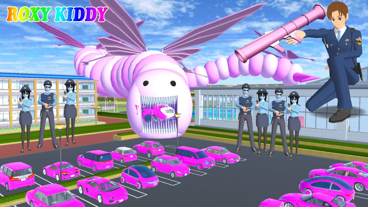 Polisi Yuta Membakar Cacing Alaska Raksasa Yg Memakan Mobil Helikopter Pink 🚗🚁 | Sakura Simulator