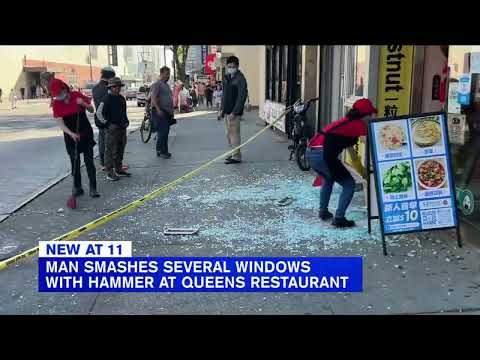Angry customer smashes several glass windows of Queens restaurant with hammer