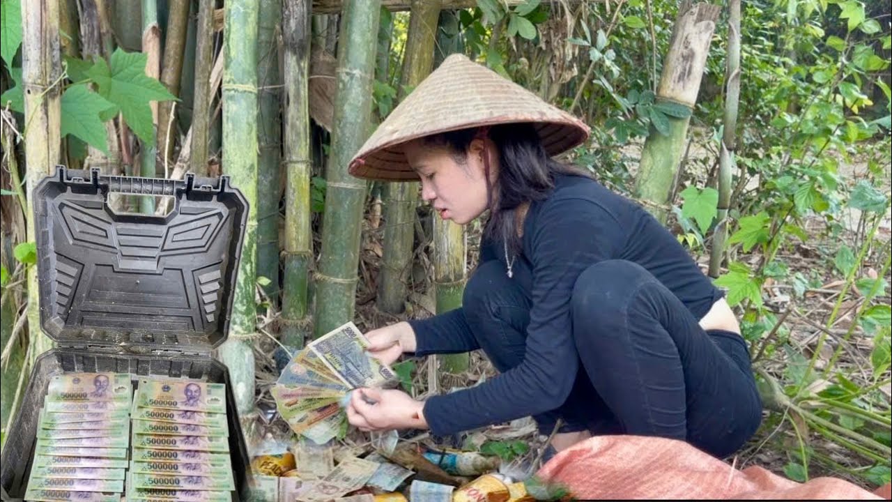 The poor girl was lucky to find a suitcase containing a lot of money while collecting documents.
