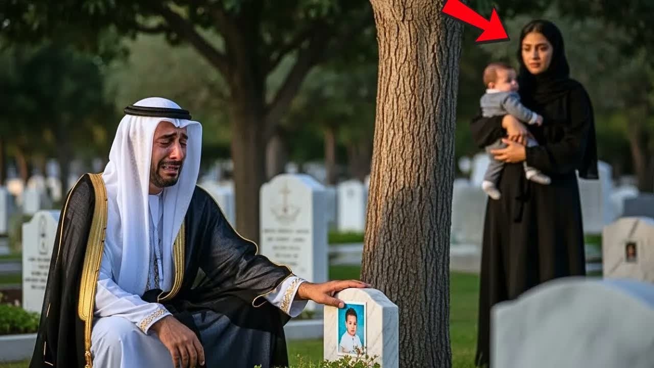 يبكي الملياردير عند قبر ابنته، دون أن يعلم أن امرأة فقيرة تراقبه من بعيد وهي تحمل طفلة…