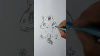 how to draw mushroom house 🍄| how to draw fairy house 🧚‍♂️|#shorts |#drawingshorts |#youtubeshorts