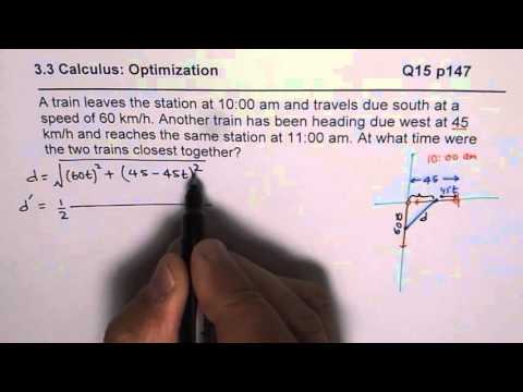 Q15 p147 Time Trains Closest Optimization Calculus Application Calculus