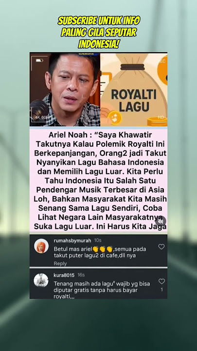 Ariel Noah Khawatir Polemik Royalti Bikin Lagu Lokal Ditinggal #ArielNoah #RoyaltiLagu #trending