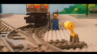 дьюи выпрыгивает из поезда - момент из моего лего римейка фильма (неуправляемый)