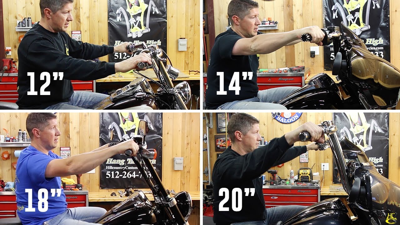 8 Ape Hangers on 8 Different Harley Davidsons - Comparing 10" to 20" Tall Handlebars - YouTube