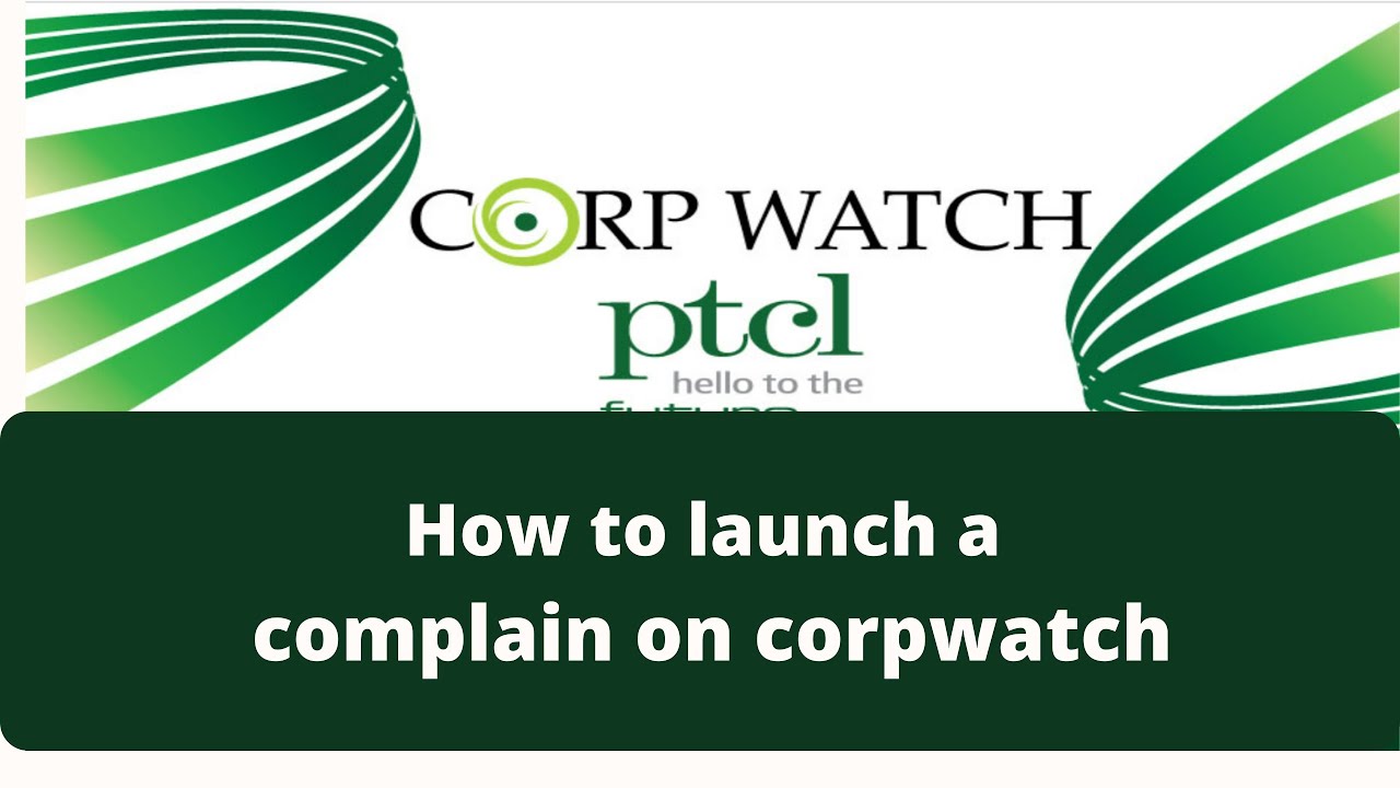 How To Register Complain In PTCL Corpwatch YouTube
