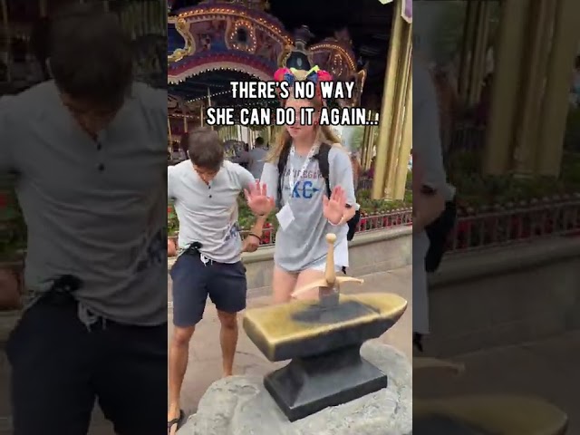 SHE PULLED THE SWORD OUT OF THE STONE RIGHT IN FRONT OF ME IN DISNEY WORLD class=