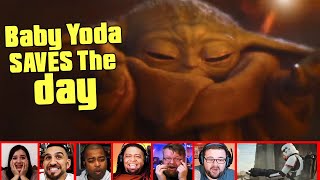Reactors Reaction To Baby Yoda Using The Force Against A FlameTrooper In The Mandalorian Episode 8
