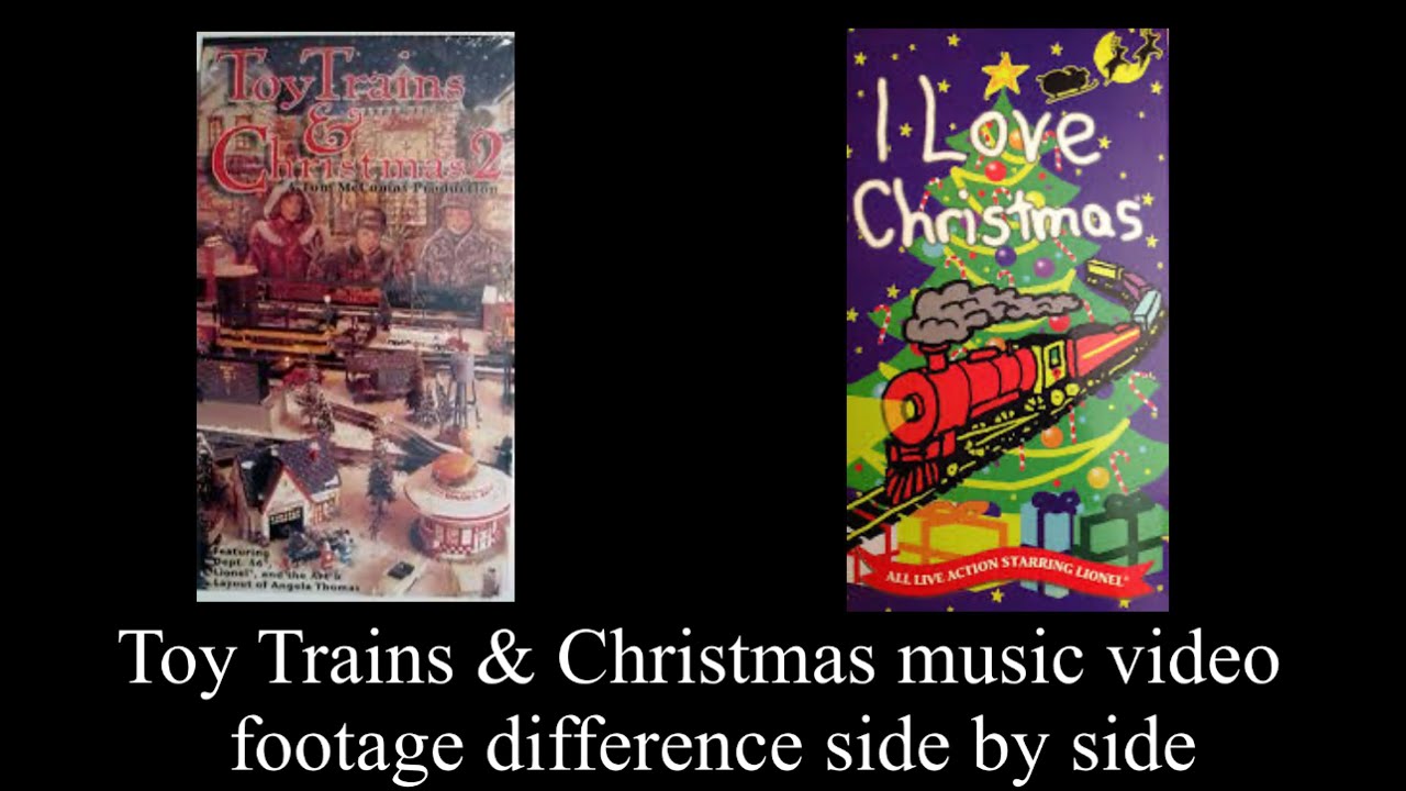 Toy Trains & Christmas Music Video Footage Difference side by side