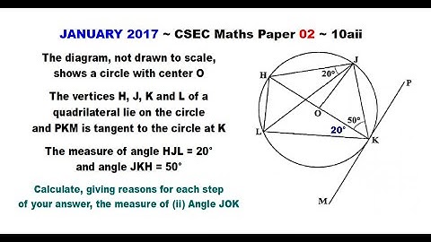 Paper2-CSEC-MATHS-276 ~ Measure of the Central Angle ~ January 2017 Number 10aii