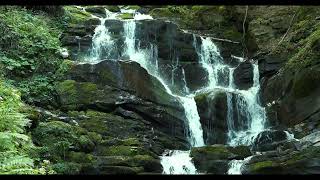 Stress relief with beautiful waterfall view and sound of piano and water
