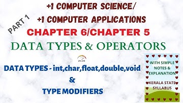 +1COMPUTER APPLICATIONS|+1COMPUTER SCIENCE|ONLINE |MALAYALAM|DATA TYPES AND OPERATORS|CHAPTER 6