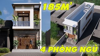 Nhà mái bằng với hồ sơ thiết kế thể hiện chi tiết cả ngôi nhà với diện tích tới 180m2 | MH03169