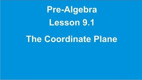 Pre-Algebra Lesson 9.1 The Coordinate Plane