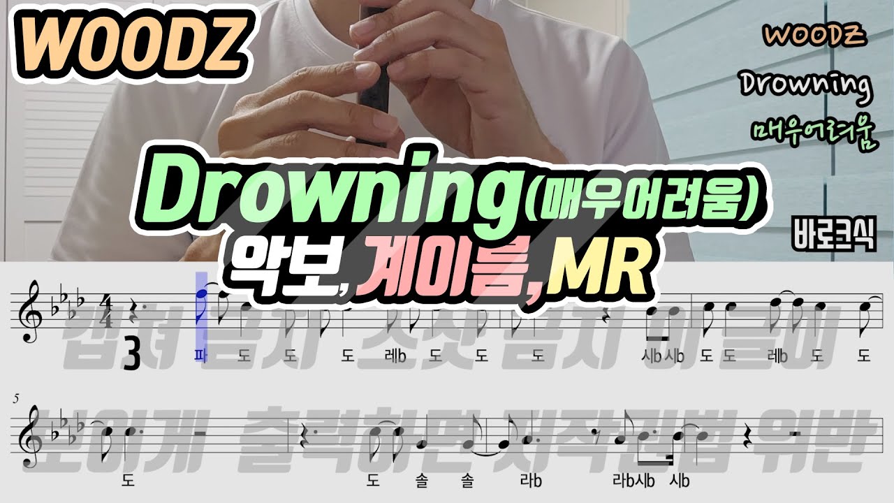 WOODZ - Drowning 악보 리코더 연주(매우어려움)
