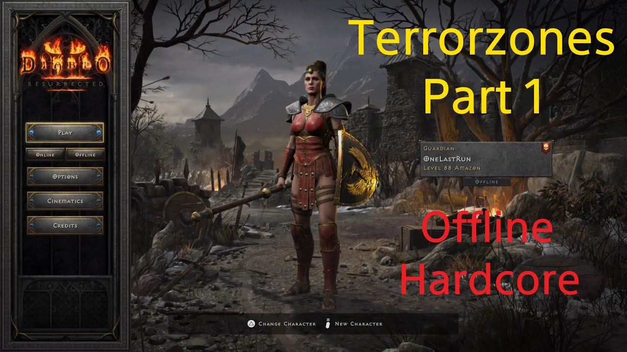 Diablo II: Resurrected - Offline Hardcore Javazon - Terrorzones Part 1 (lvl88)
